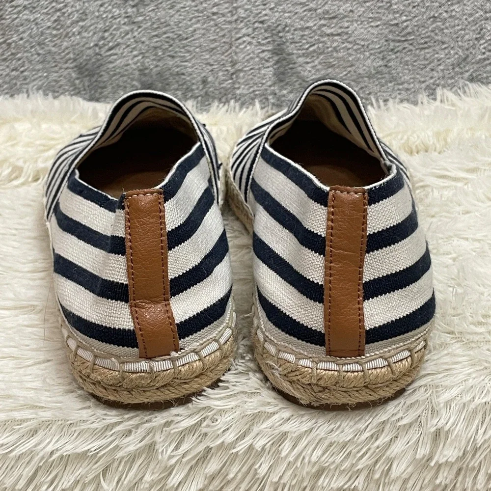 Vionic Espadrille Shoes Womens 10 Striped Stretch Canvas Flats Slip On Nautical‎